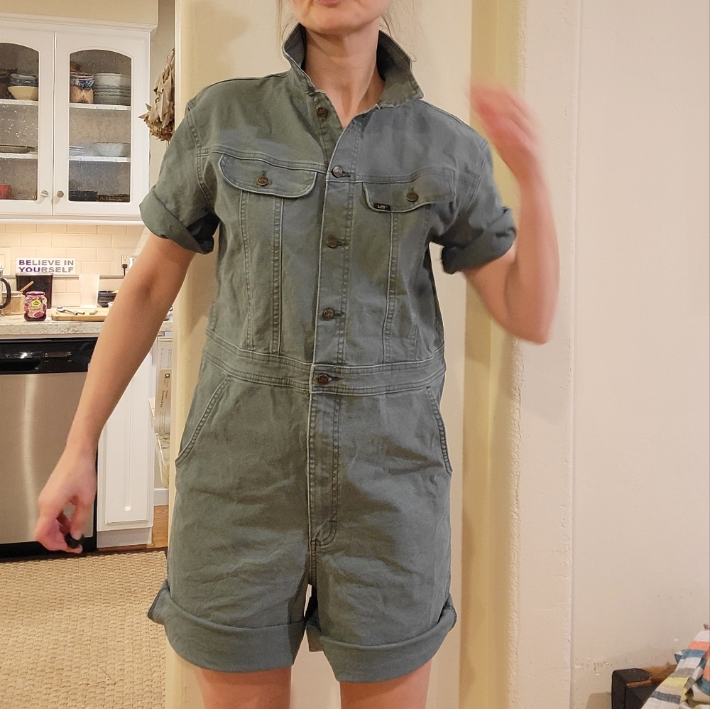 Lee Vintage modern green utility /jumpsuit size M, Green Denim